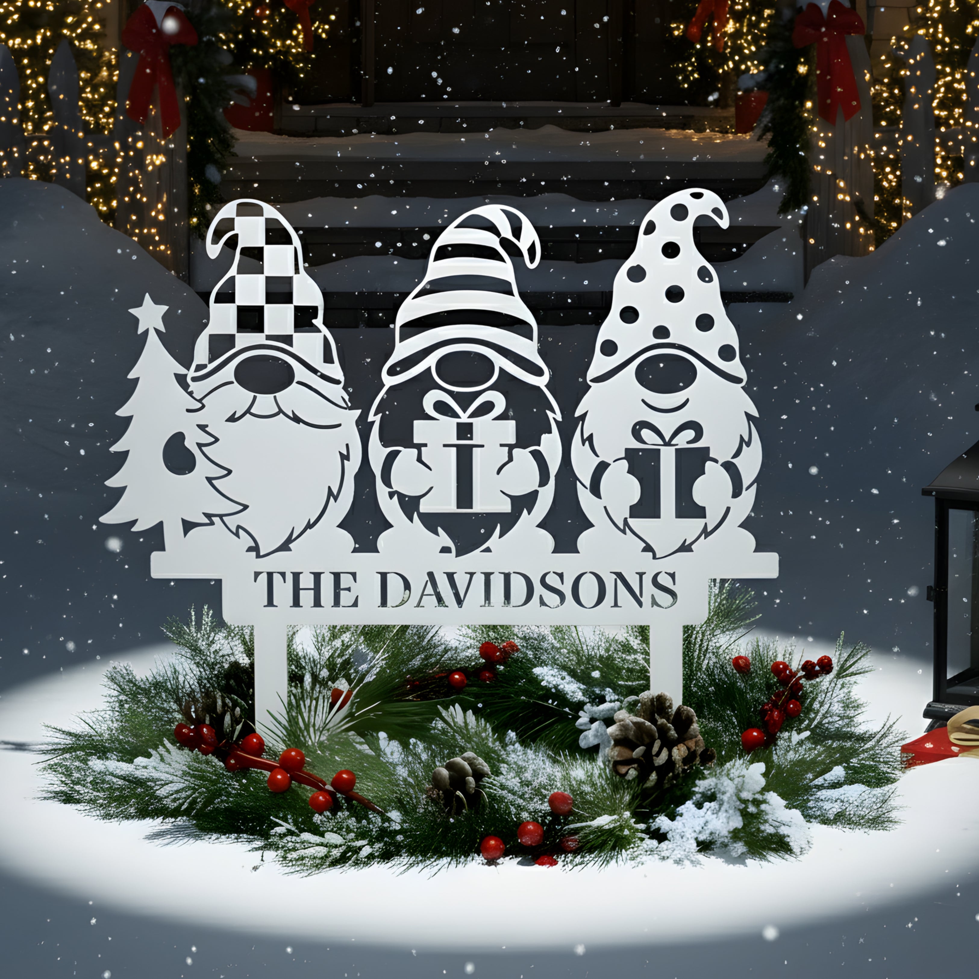 Personalized Merry Gnomes Yard Sign