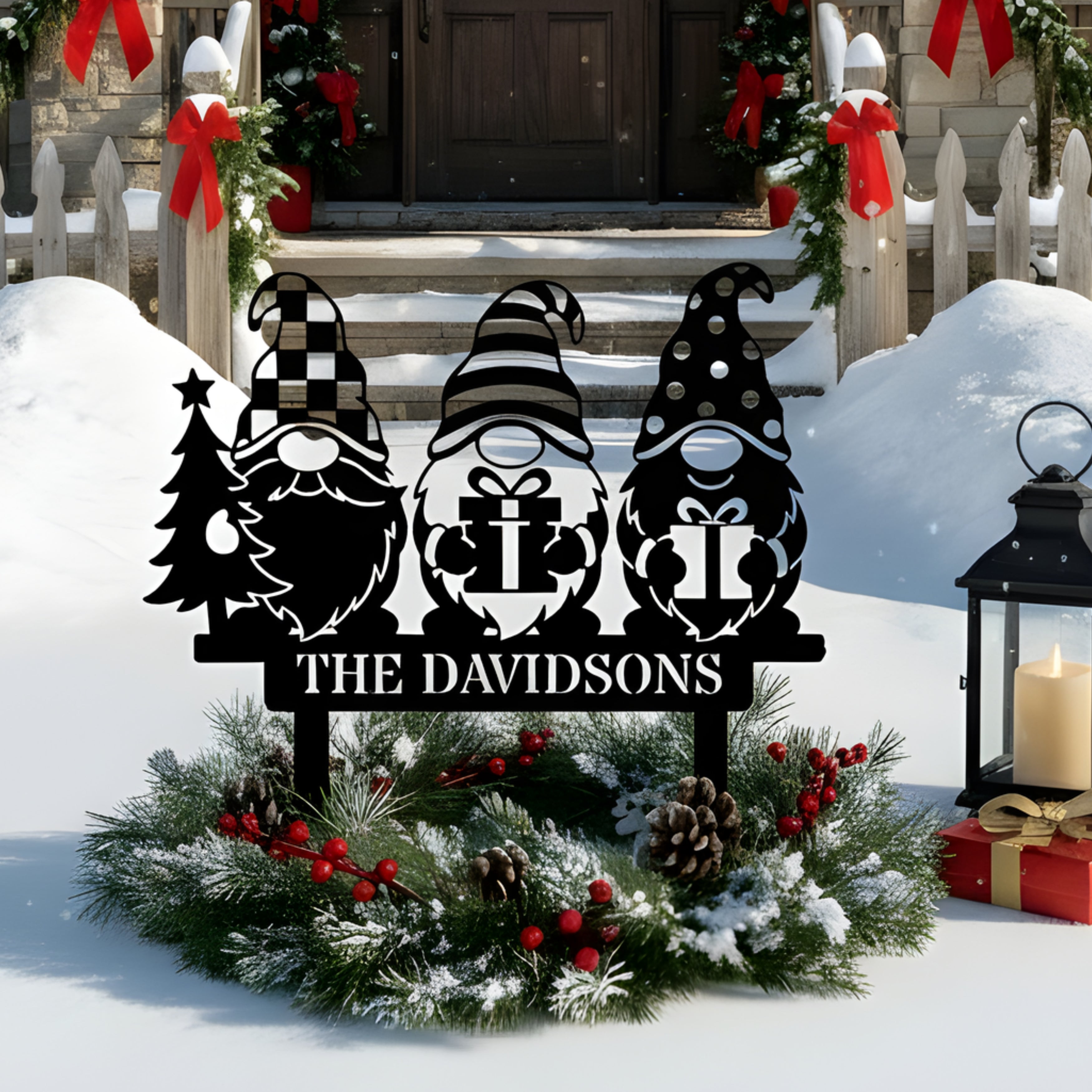 Personalized Merry Gnomes Yard Sign