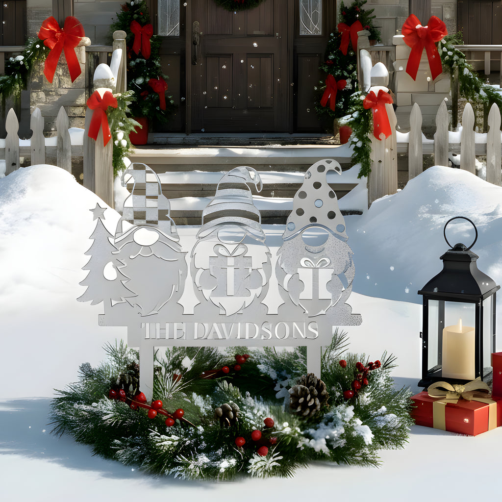 Personalized Merry Gnomes Yard Sign