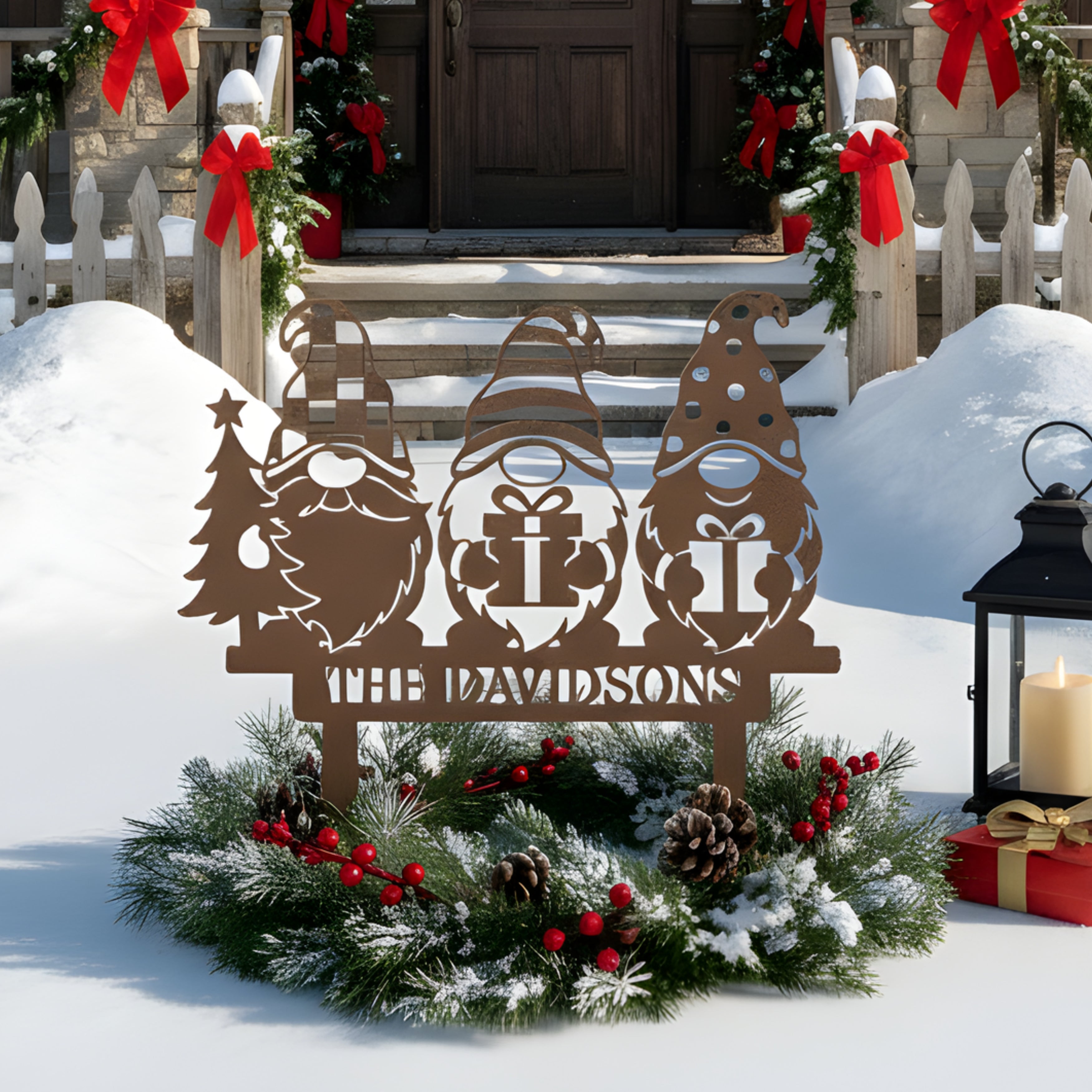 Personalized Merry Gnomes Yard Sign