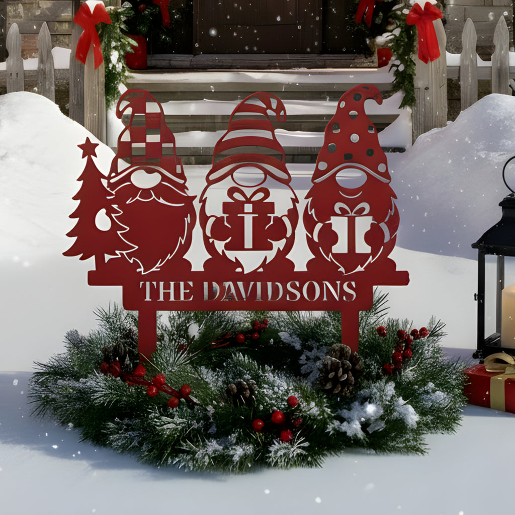Personalized Merry Gnomes Yard Sign