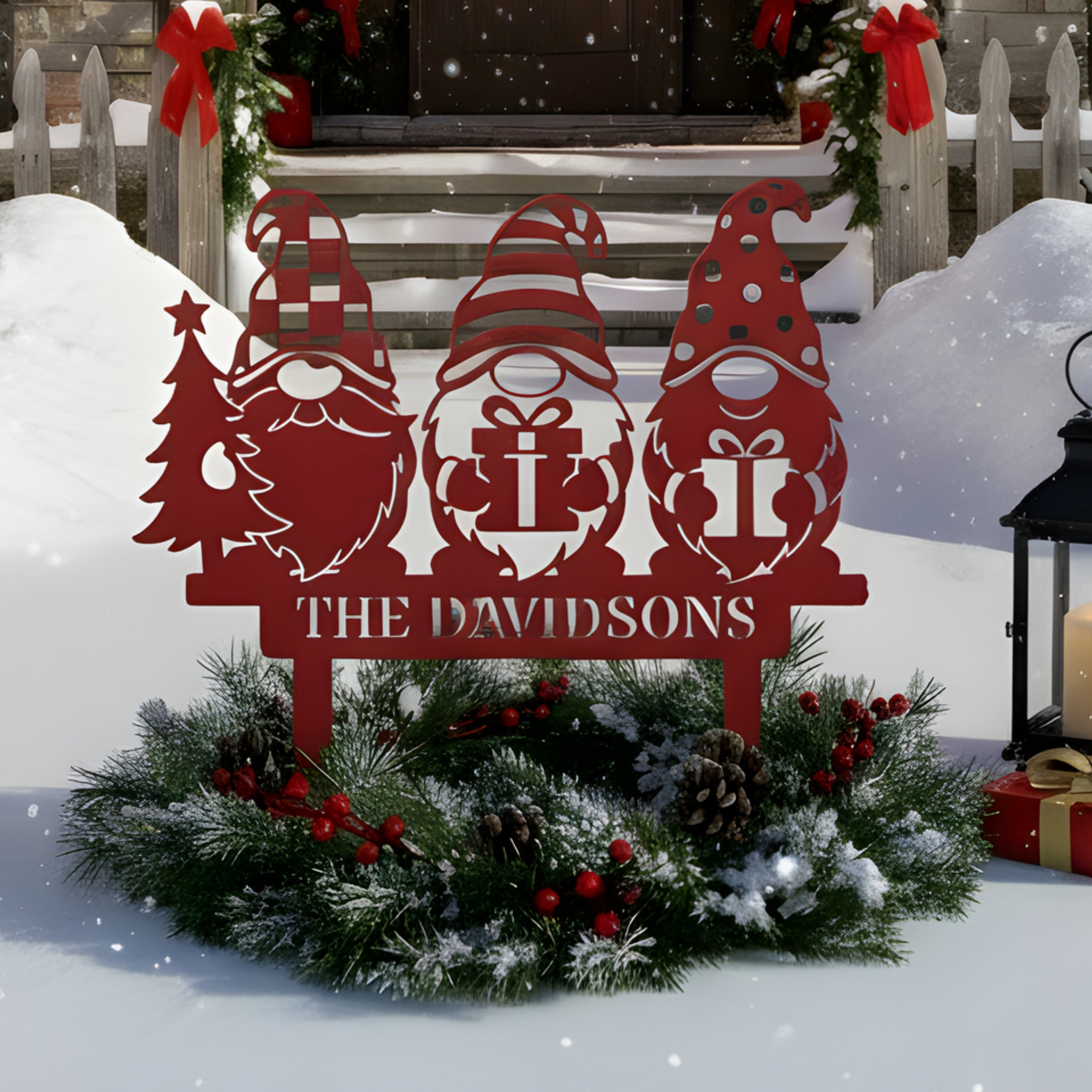 Personalized Merry Gnomes Yard Sign