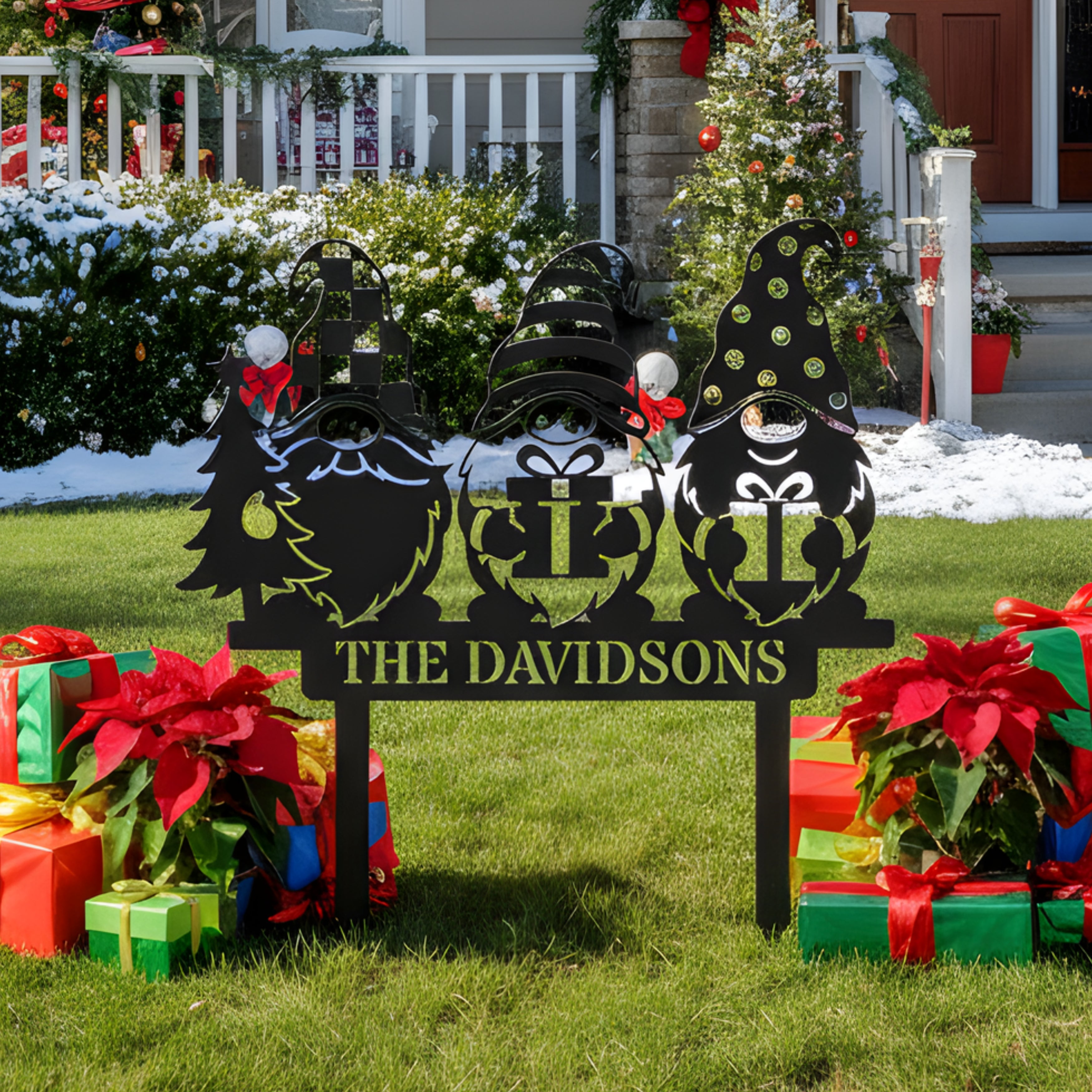 Personalized Merry Gnomes Yard Sign