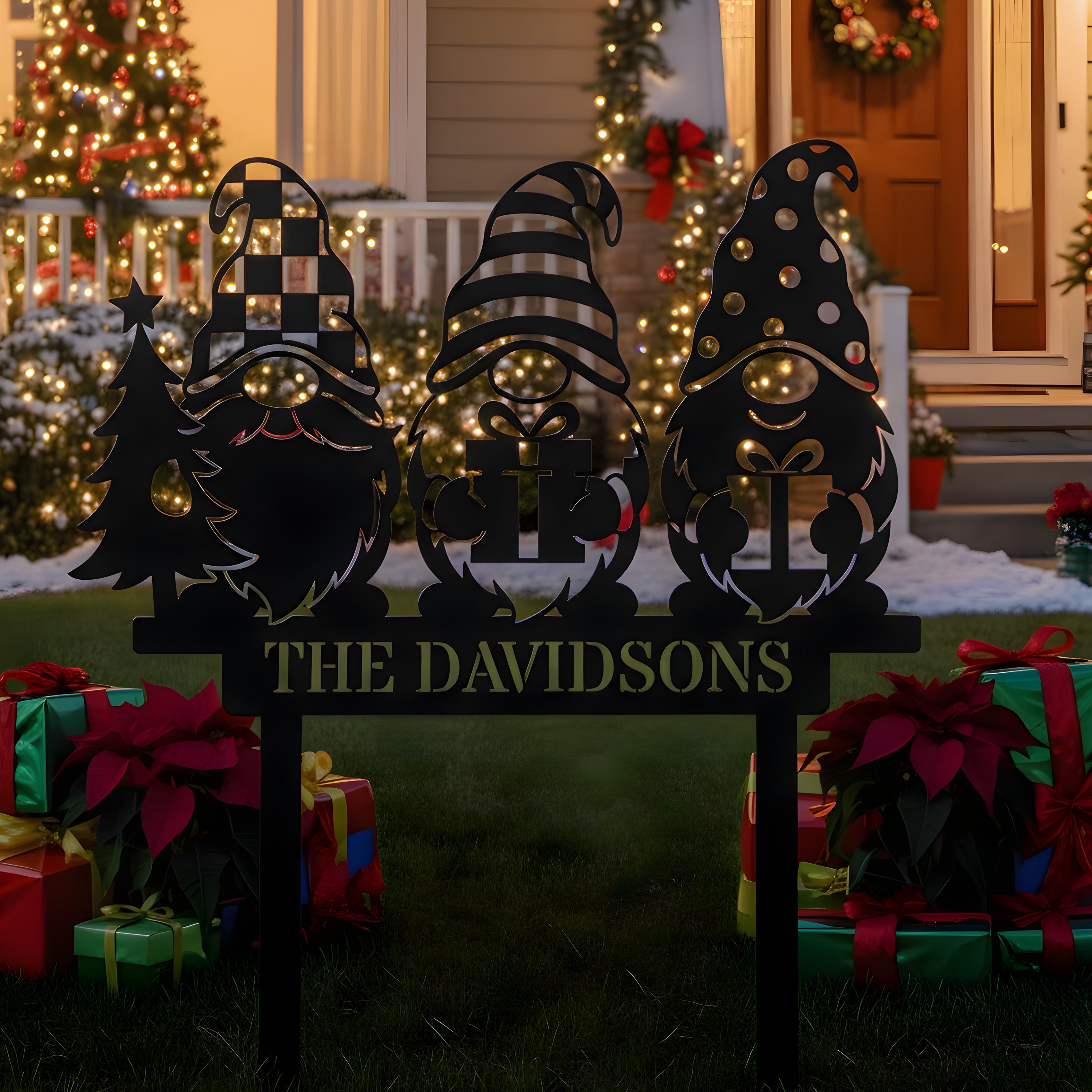 Personalized Merry Gnomes Yard Sign