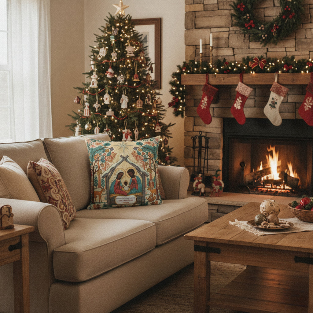 Personalized Nativity Scene Decorative Pillow