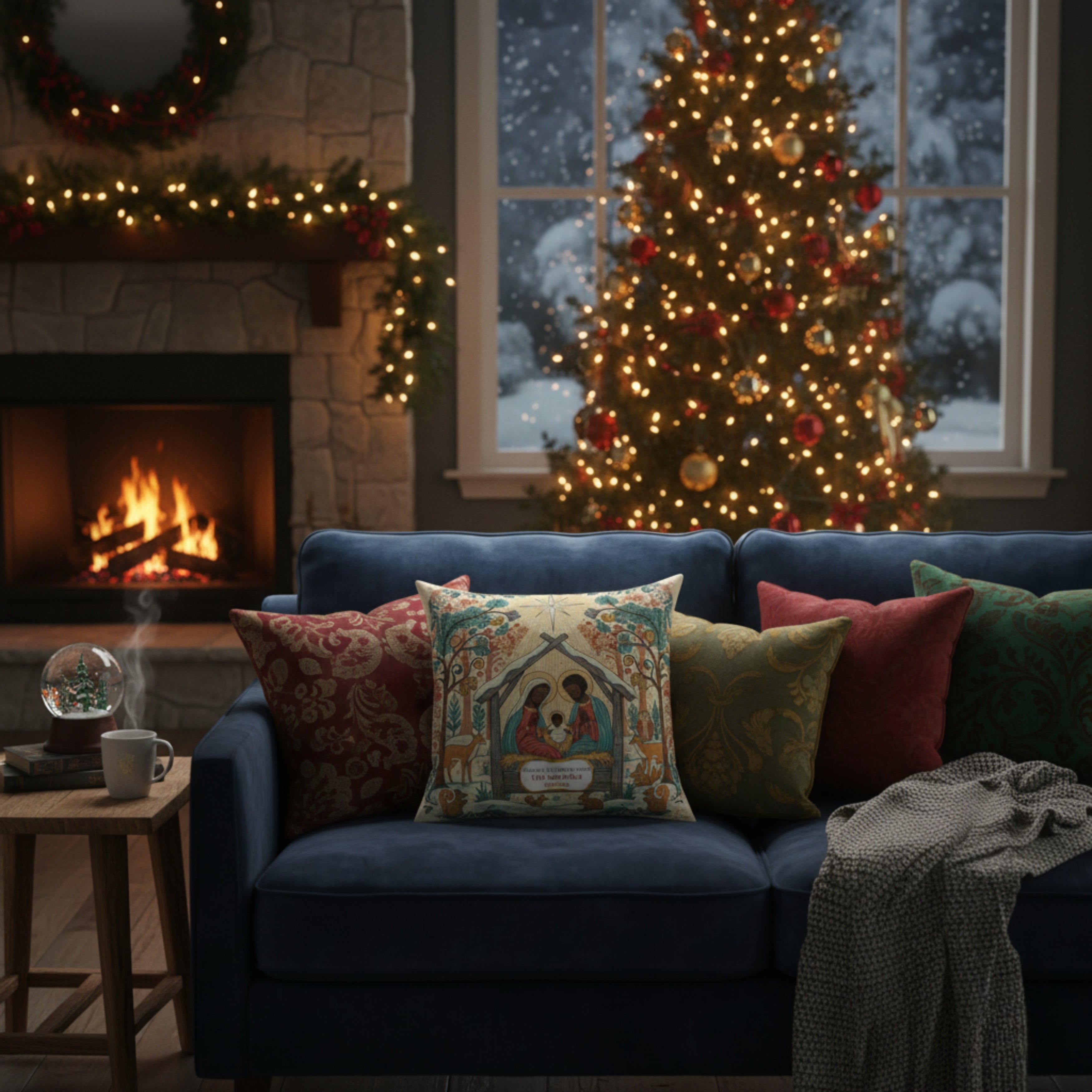 Personalized Nativity Scene Decorative Pillow