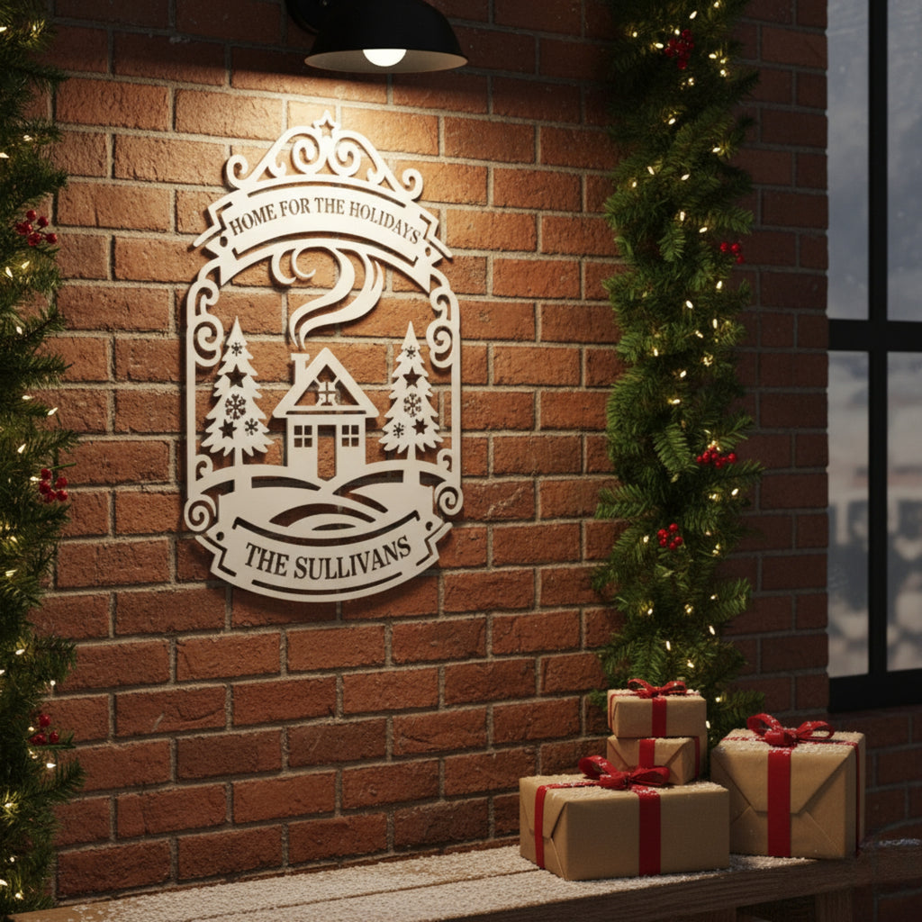 Personalized Home For The Holidays Monogram