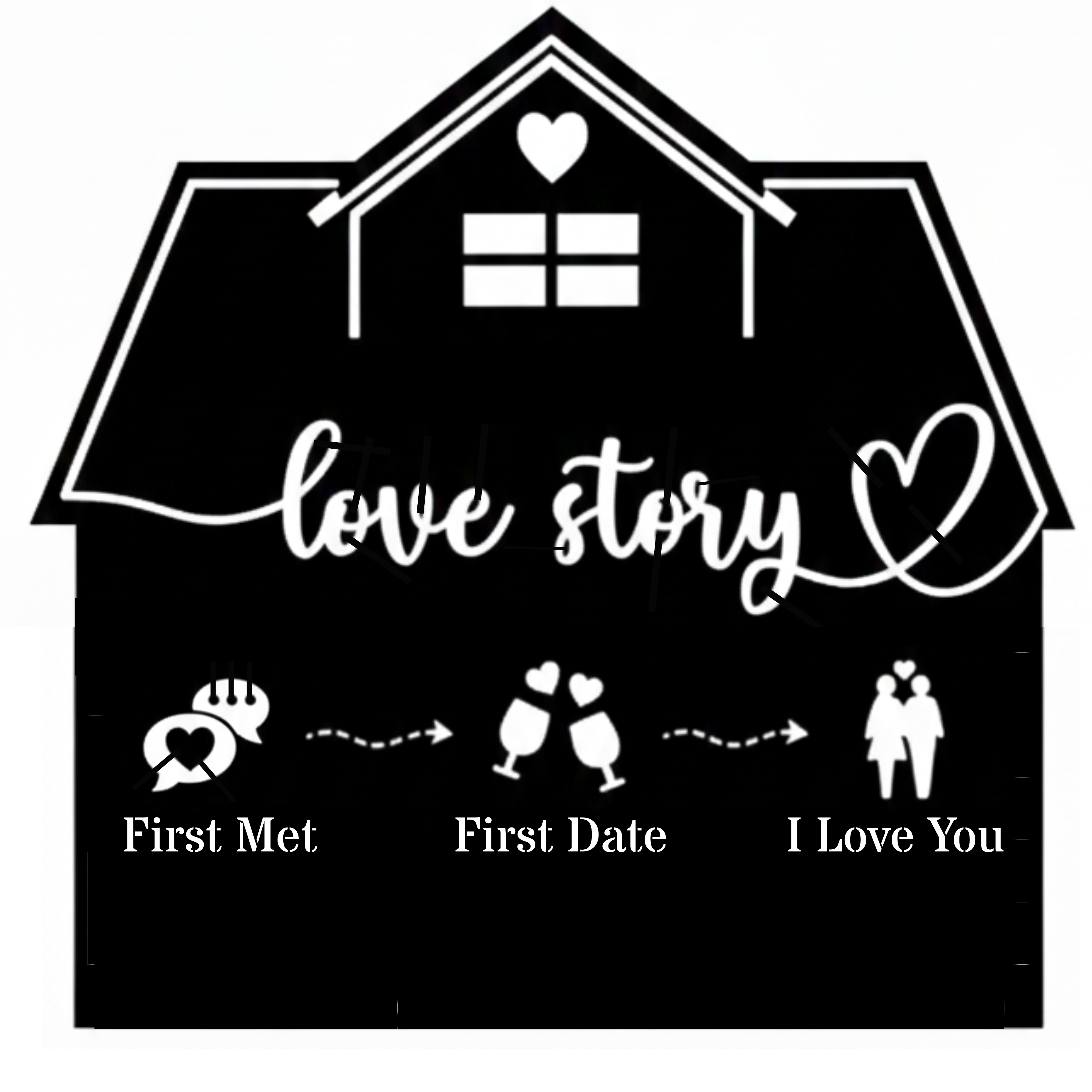 Personalized  Love Story Metal Wall Art (I love You)