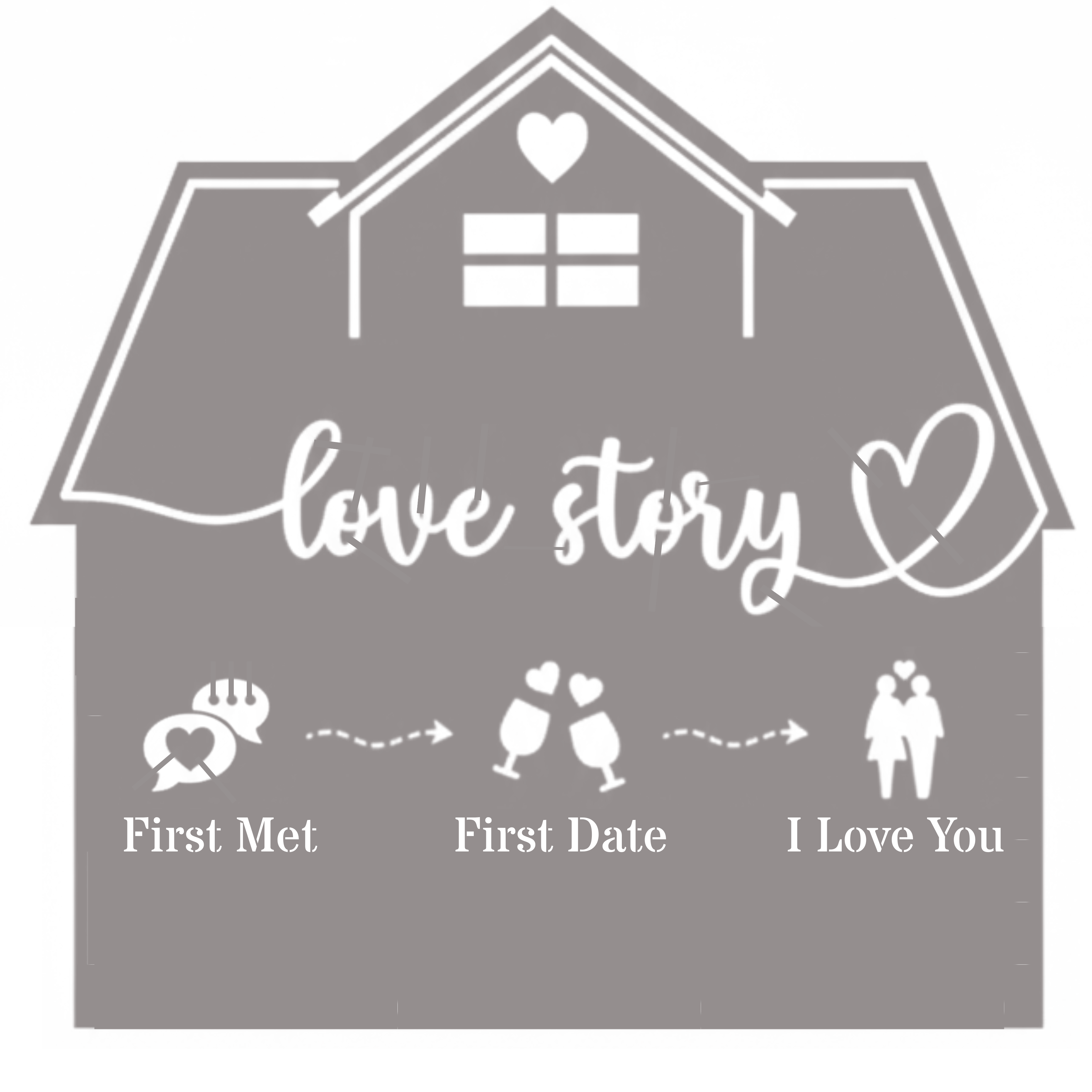 Personalized  Love Story Metal Wall Art (I love You)