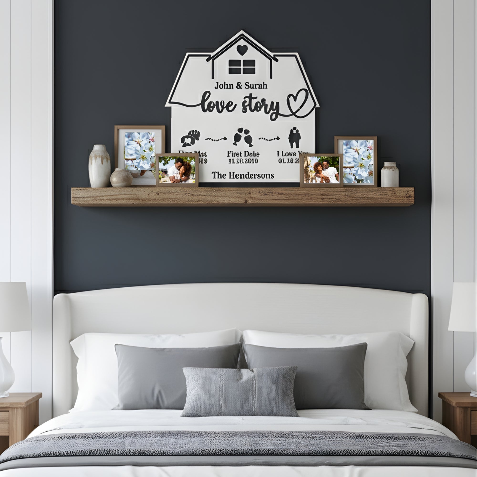 Personalized  Love Story Metal Wall Art (I love You)