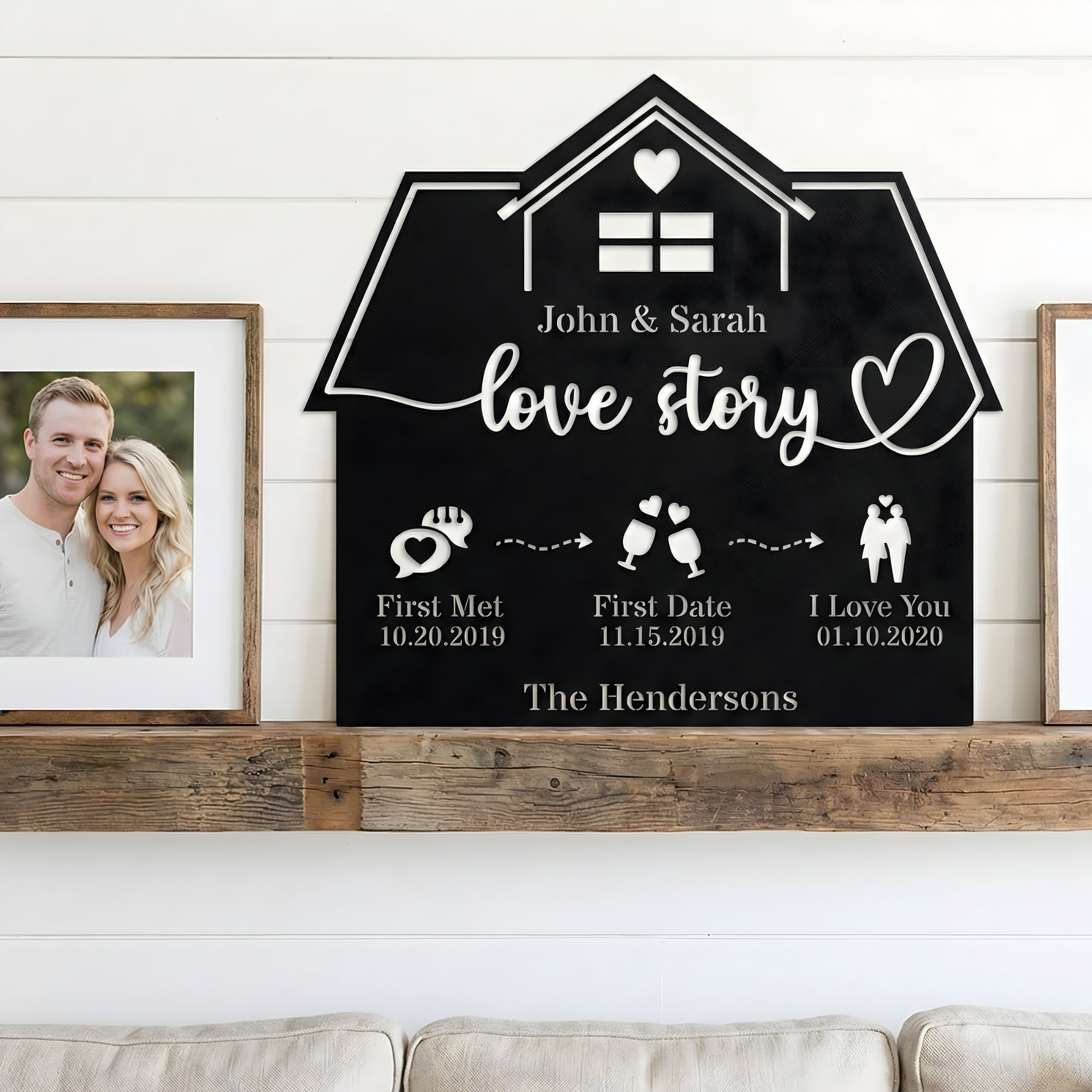 Personalized  Love Story Metal Wall Art (I love You)