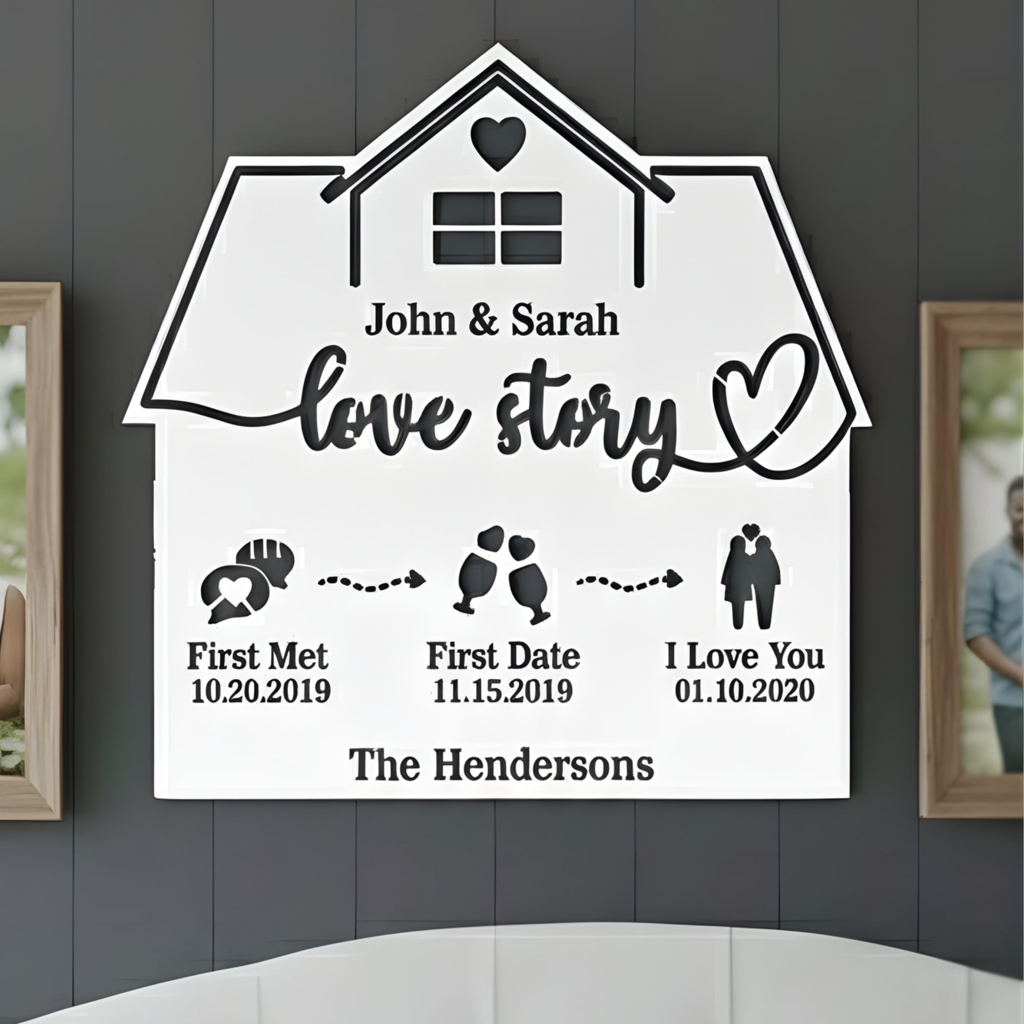 Personalized  Love Story Metal Wall Art (I love You)