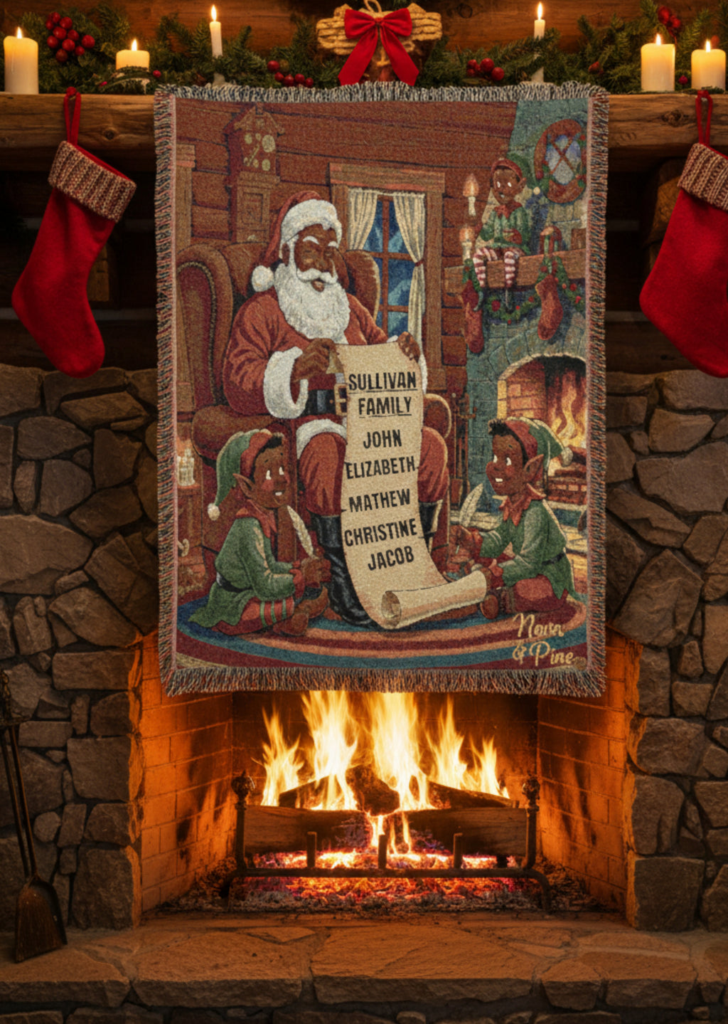 Personalized Vintage Woven Blanket Santa's List