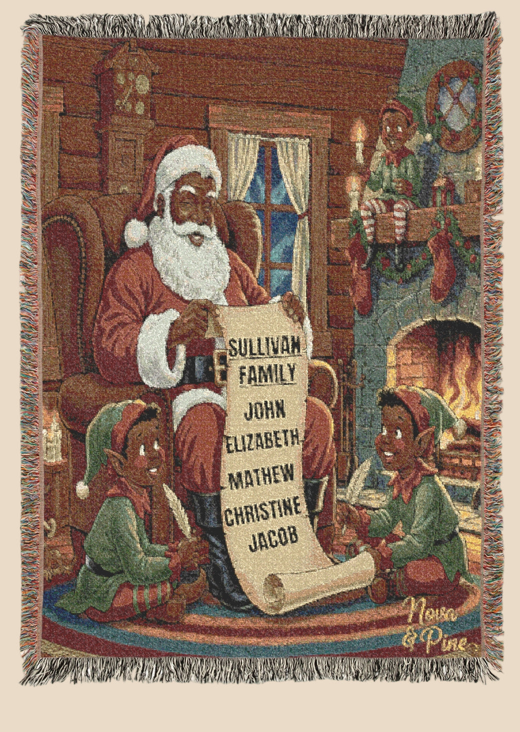 Personalized Vintage Woven Blanket Santa's List