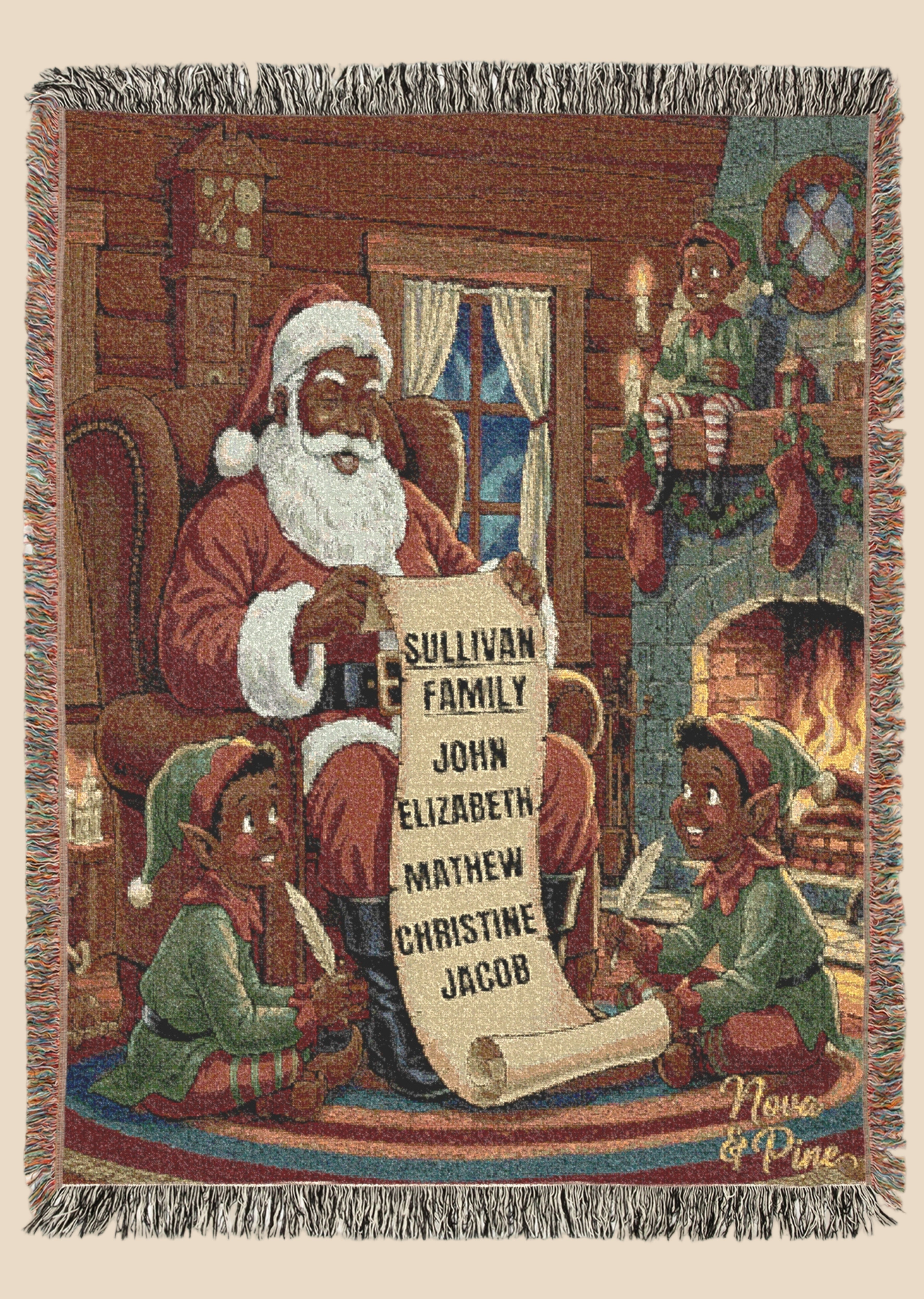 Personalized Vintage Woven Blanket Santa's List