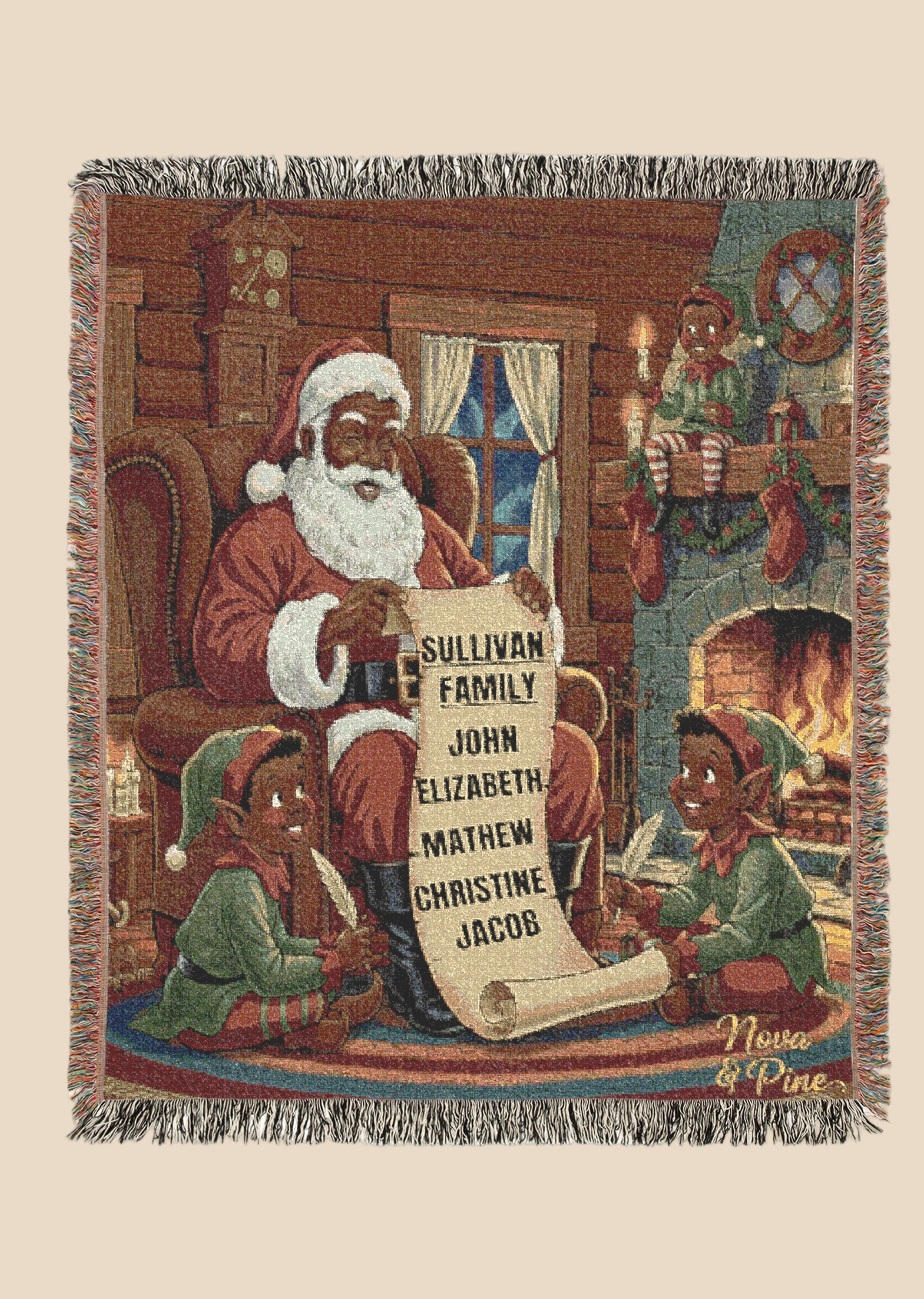 Personalized Vintage Woven Blanket Santa's List