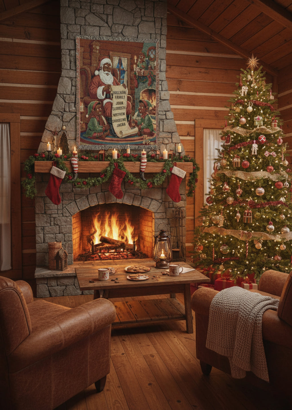 Personalized Vintage Woven Blanket Santa's List