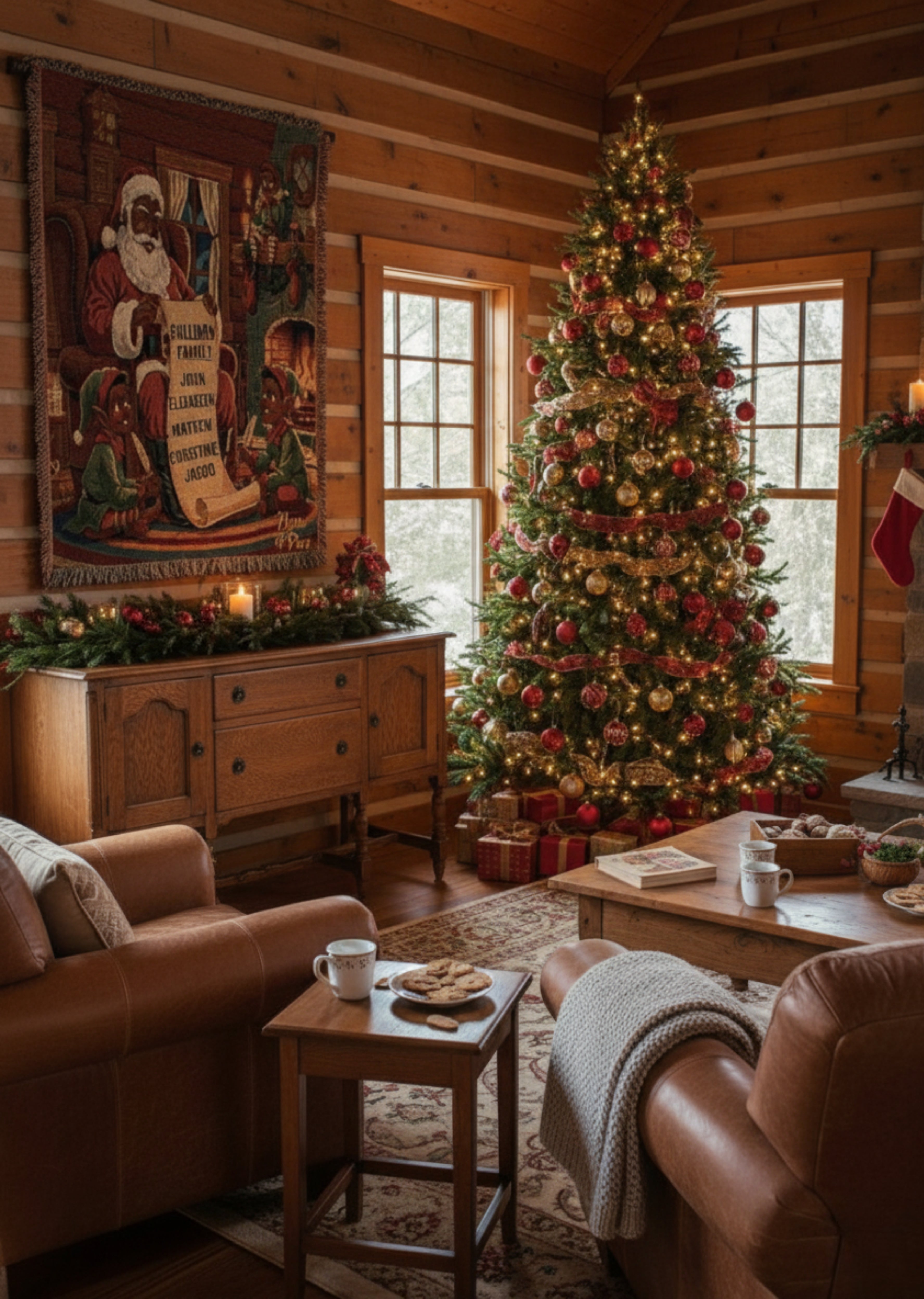 Personalized Vintage Woven Blanket Santa's List